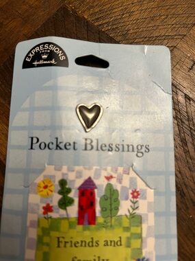 Hallmark Pocket Blessings Light Blue Card with Silver Heart Pin